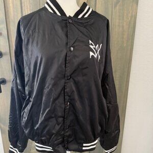 Vintage replica Sanyo 3X Satin Bomber Baseball Jacket Black XL